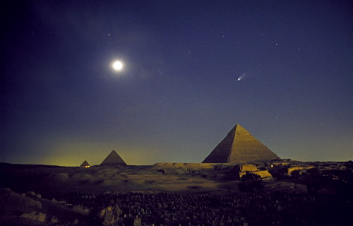 Pirámides en la noche